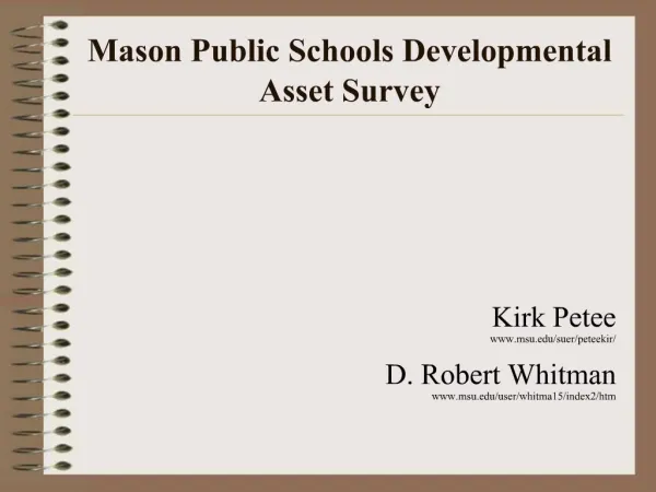 Mason Public Schools Developmental Asset Survey