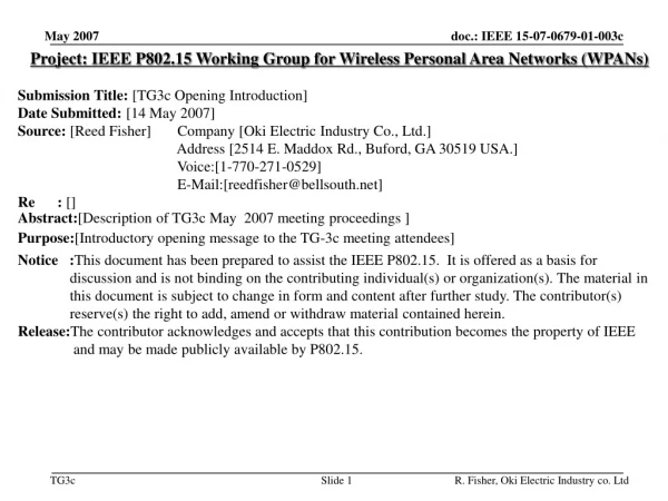 Project: IEEE P802.15 Working Group for Wireless Personal Area Networks (WPANs)