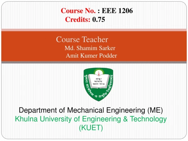 Course Teacher Md. Shamim Sarker Amit Kumer Podder