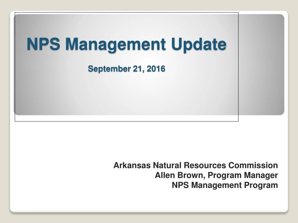 nps management update september 21 2016