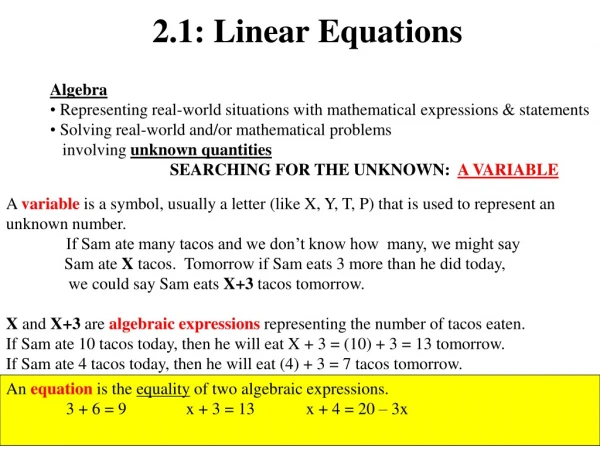 2.1: Linear Equations