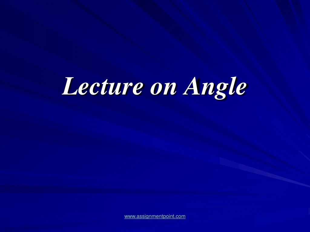 lecture on angle