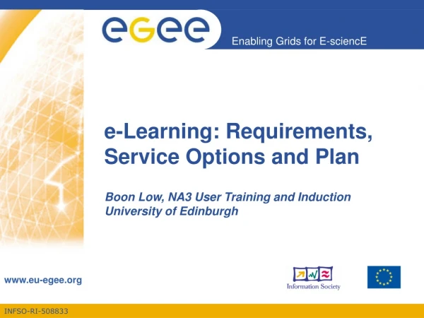 e-Learning: Requirements, Service Options and Plan