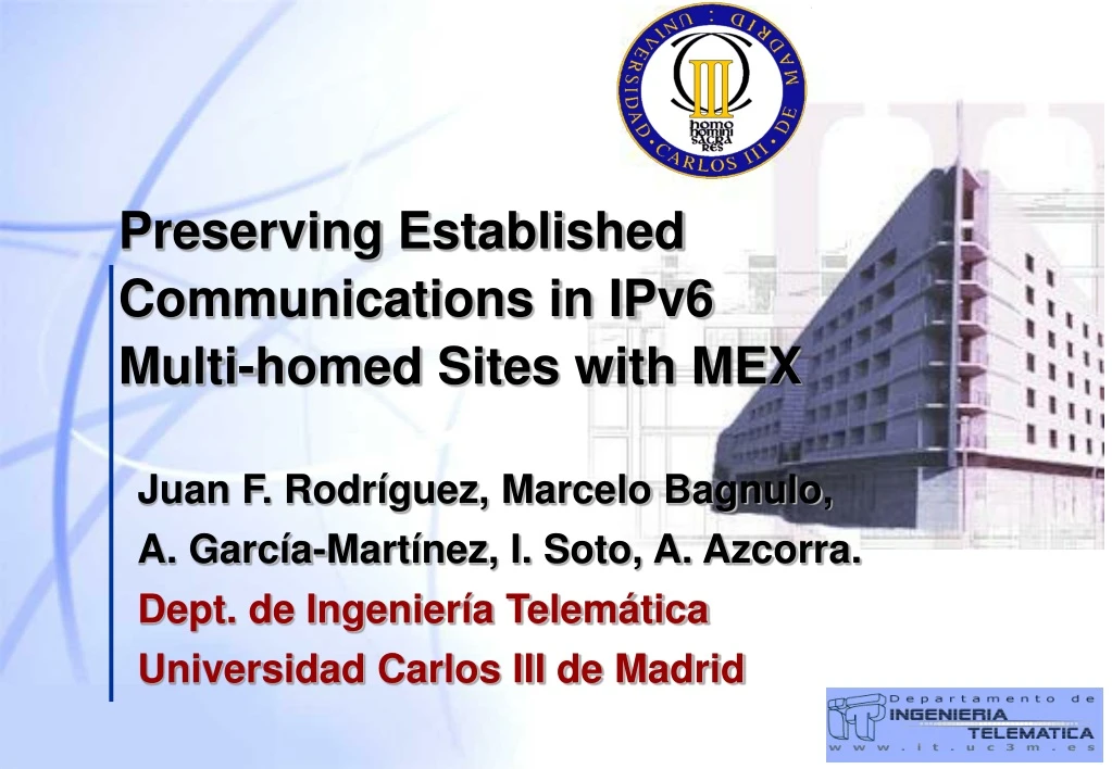preserving established communications in ipv6 multi homed sites with mex