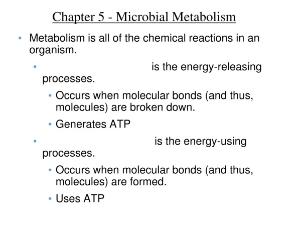 Chapter 5 - Microbial Metabolism