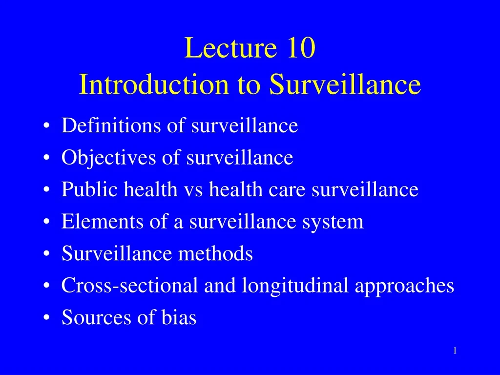 lecture 10 introduction to surveillance