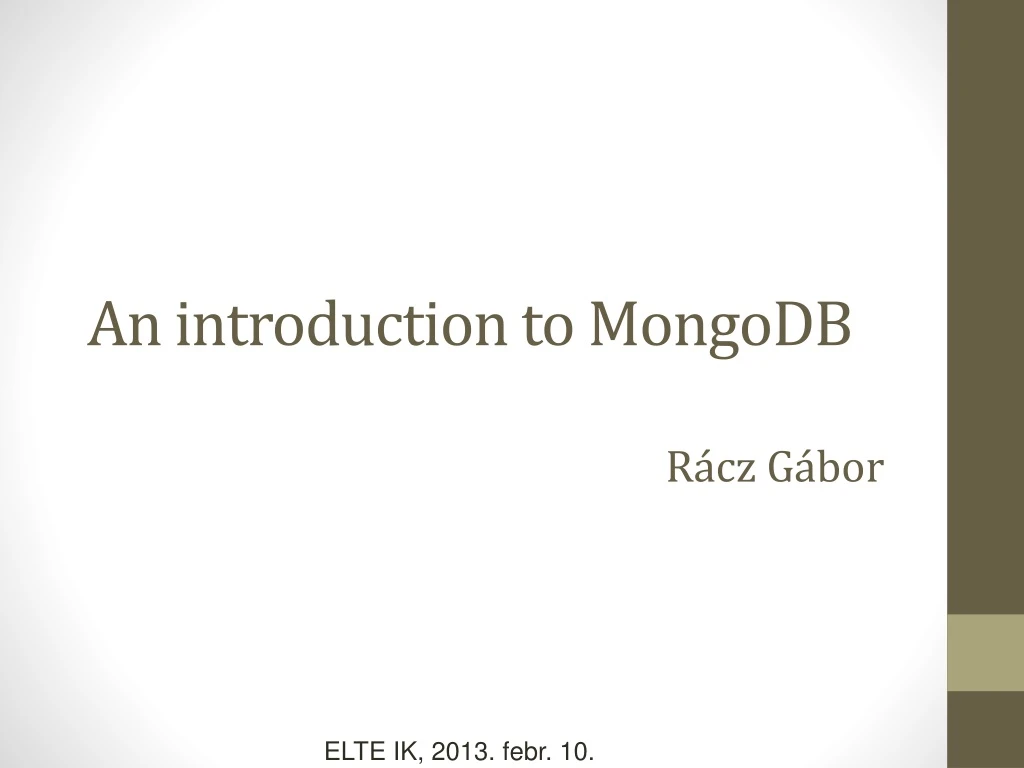 an introduction to mongodb