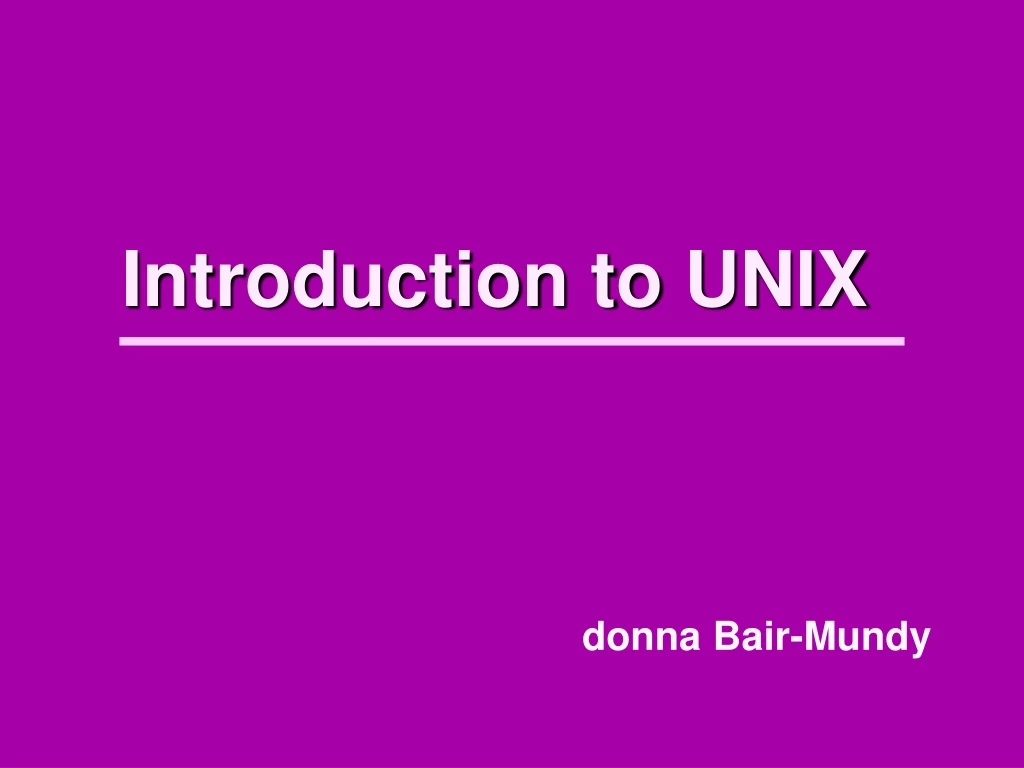 introduction to unix