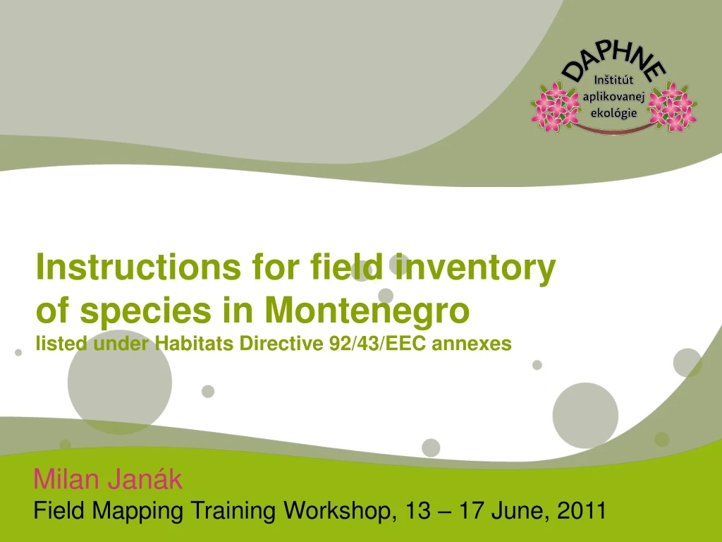 milan jan k field mapping training workshop 13 17 june 2011