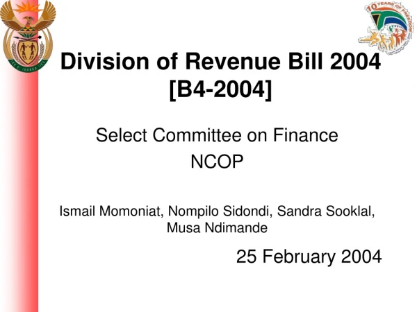 Division of Revenue Bill 2004 [B4-2004]