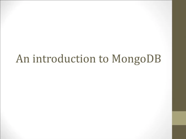 An introduction to MongoDB