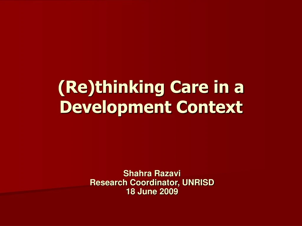 re thinking care in a development context