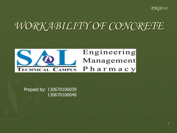 WORKABILITY OF CONCRETE