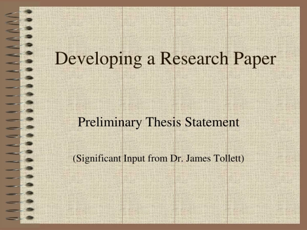 Developing a Research Paper