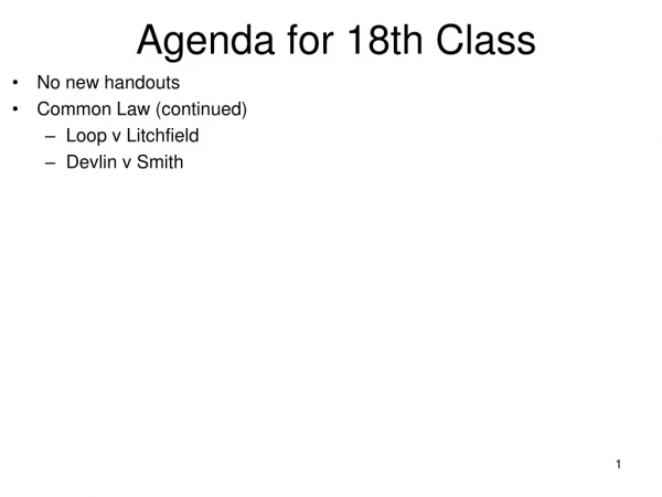 Agenda for 18th Class