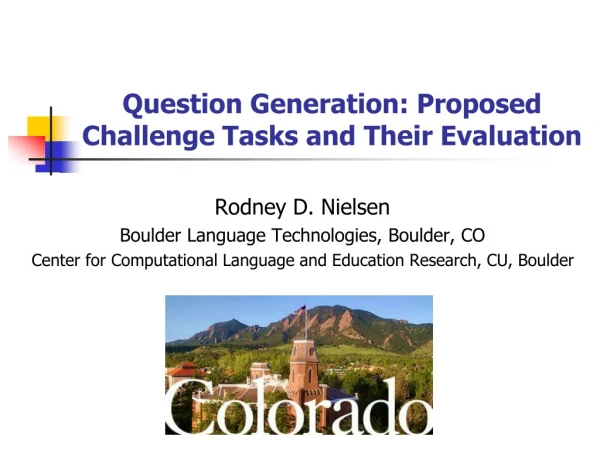 Question Generation: Proposed Challenge Tasks and Their Evaluation
