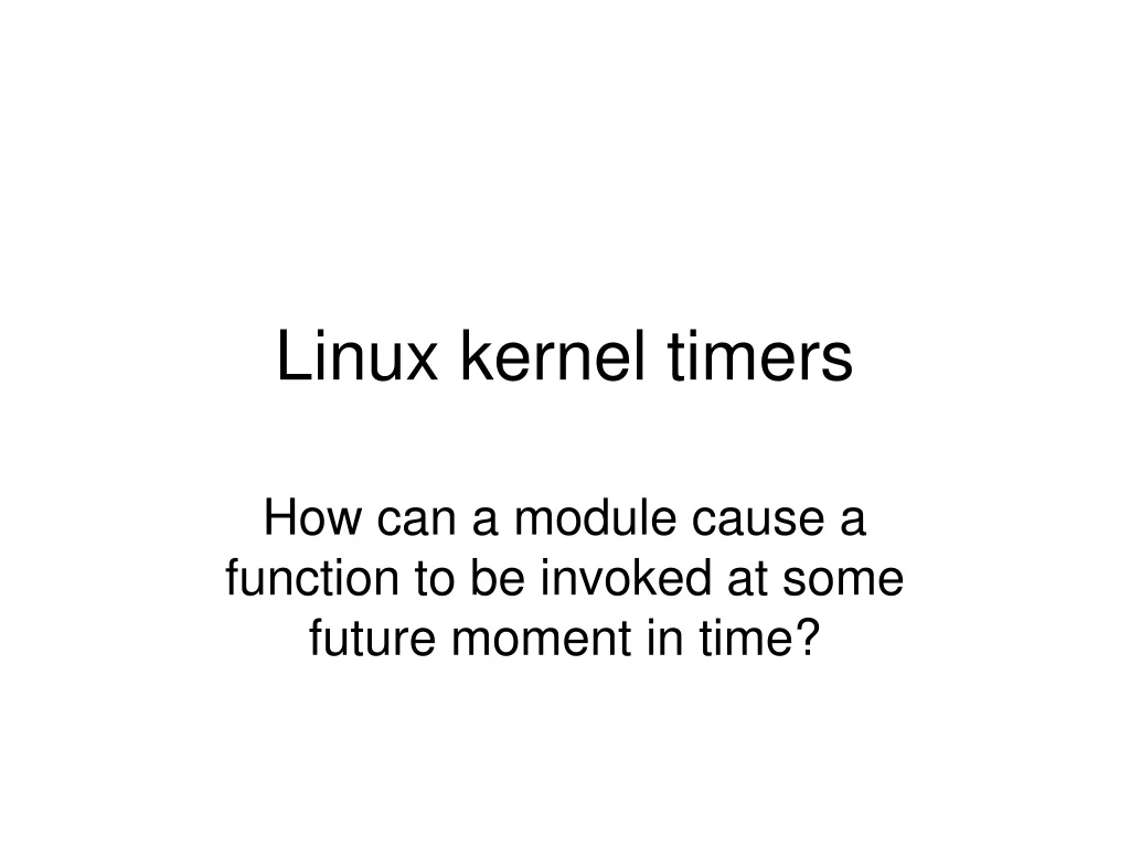 linux kernel timers