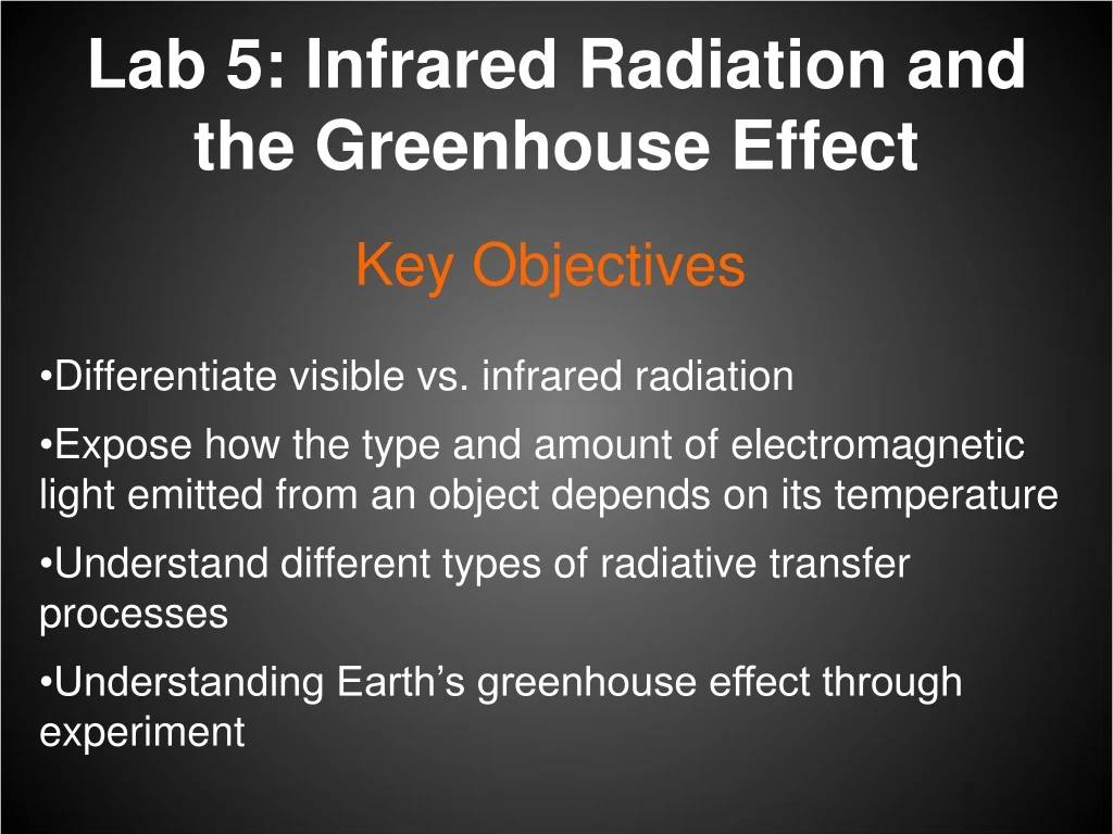 lab 5 infrared radiation and the greenhouse effect