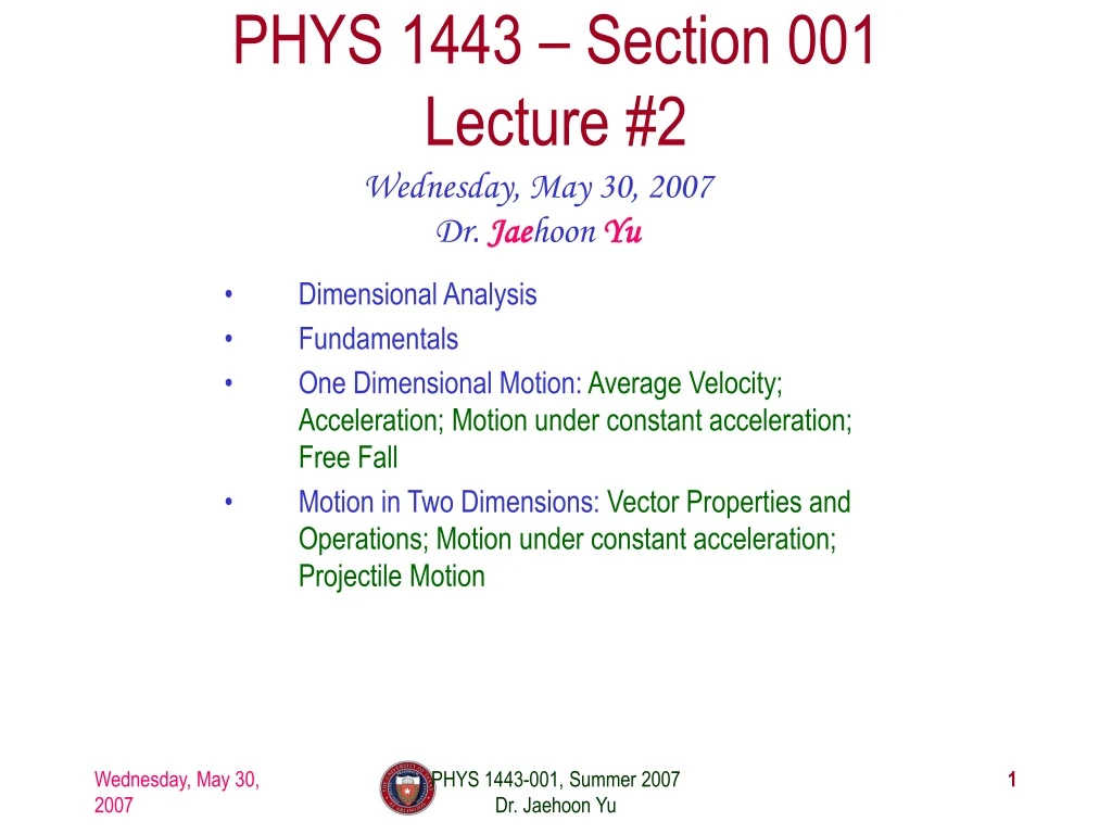 phys 1443 section 001 lecture 2
