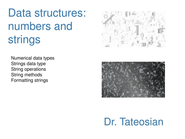 Data structures: numbers and strings