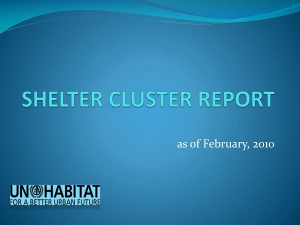 SHELTER CLUSTER REPORT