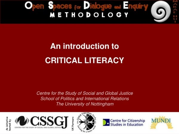 An introduction to CRITICAL LITERACY