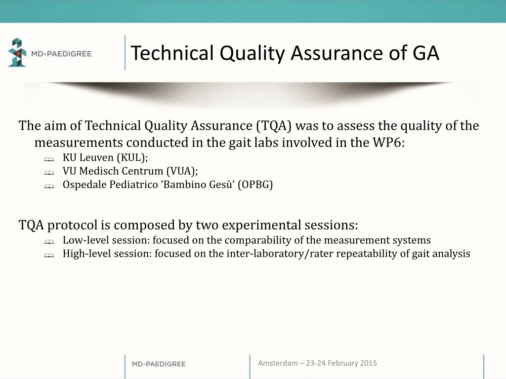 technical quality assurance of ga