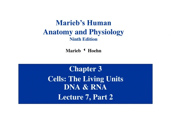Chapter 3 Cells: The Living Units DNA &amp; RNA Lecture 7, Part 2