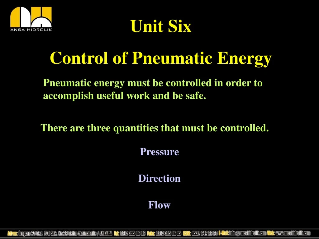 unit six control of pneumatic energy