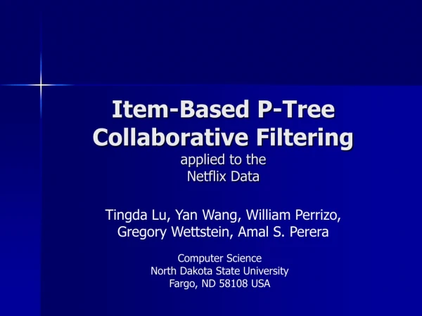 Item-Based P-Tree Collaborative Filtering applied to the Netflix Data