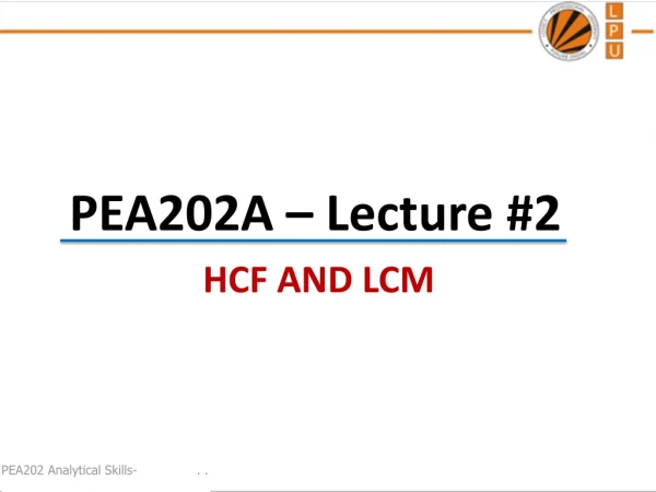 PEA202A – Lecture #2