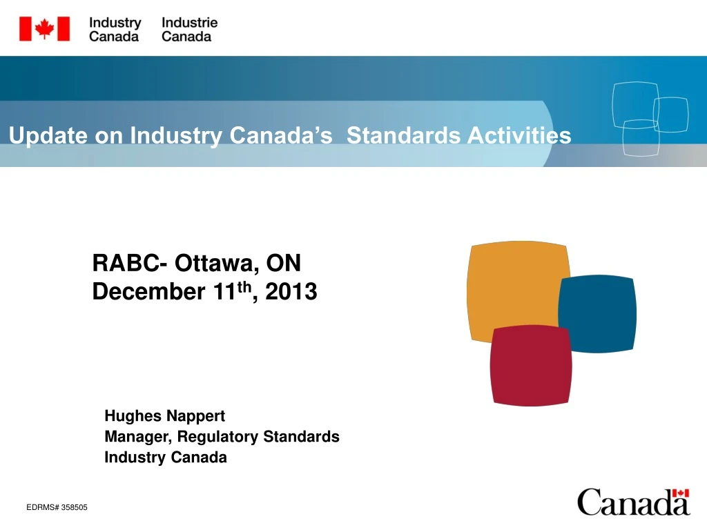 update on industry canada s standards activities