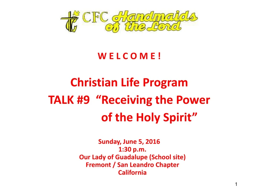 w e l c o m e christian life program talk