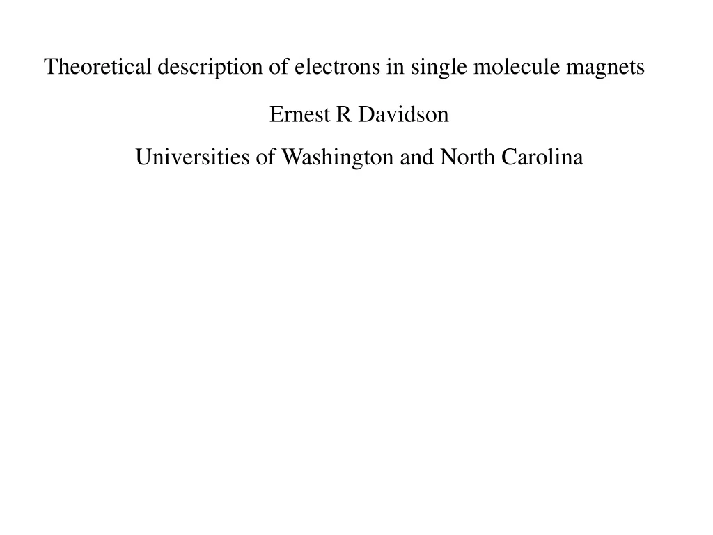 theoretical description of electrons in single