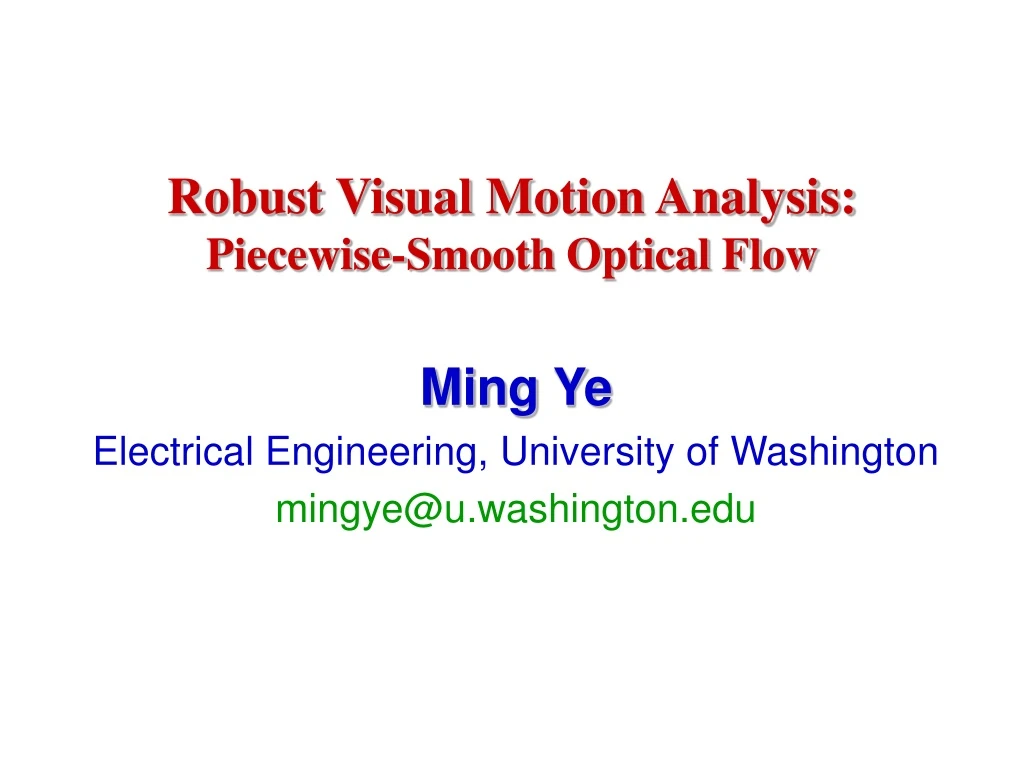 robust visual motion analysis piecewise smooth optical flow