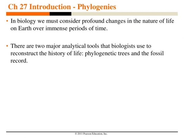 Ch 27 Introduction - Phylogenies