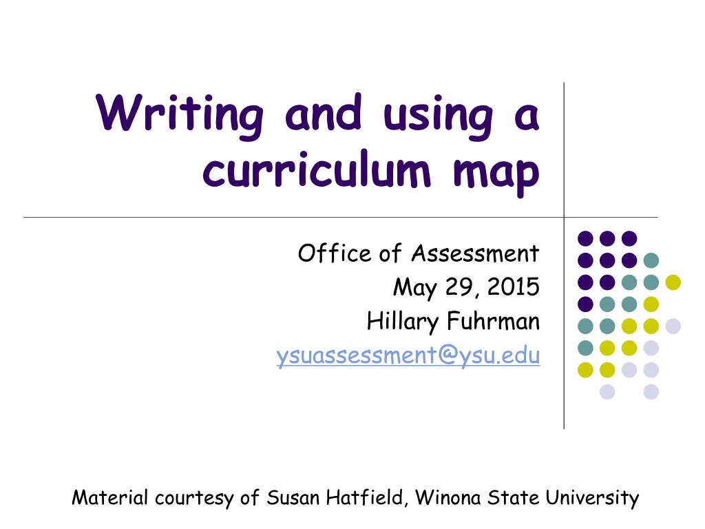 writing and using a curriculum map