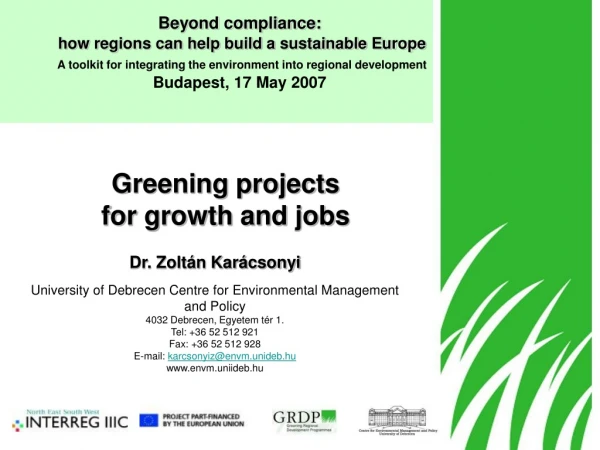 Greening projects for growth and jobs