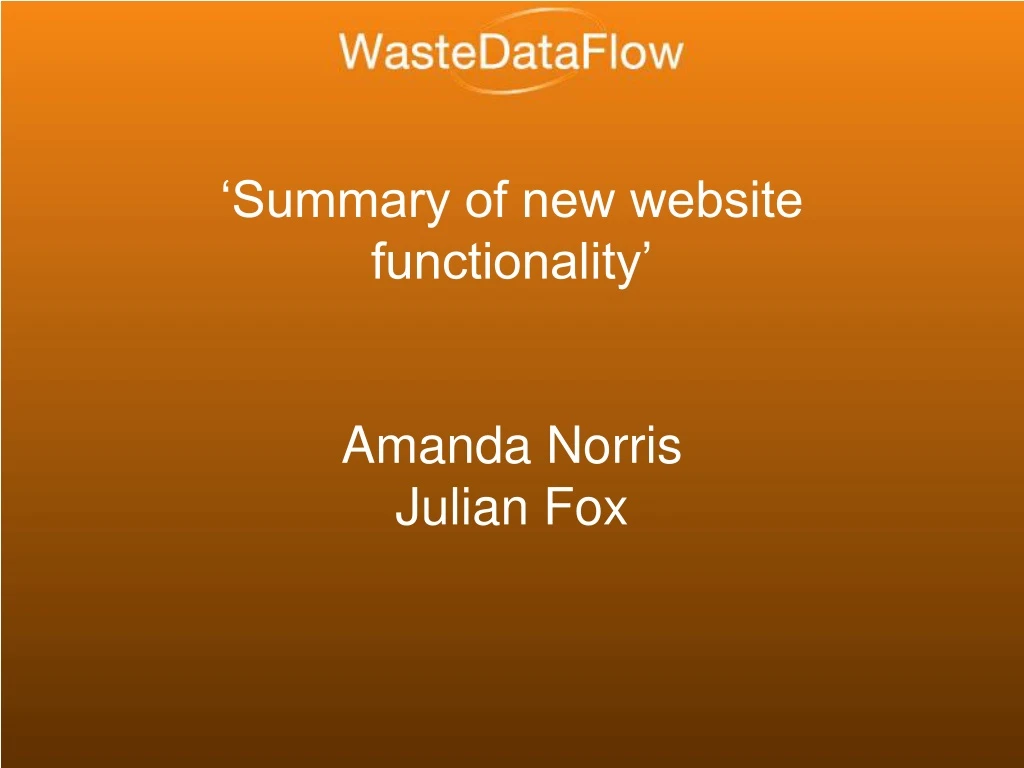 summary of new website functionality amanda norris julian fox