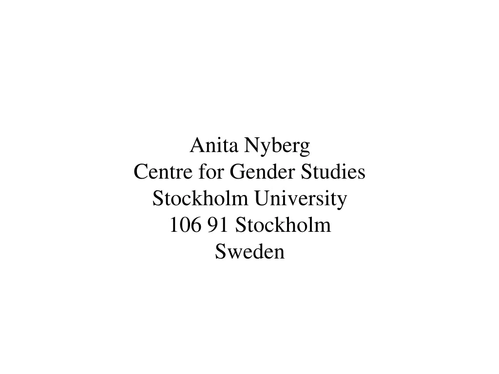 anita nyberg centre for gender studies stockholm