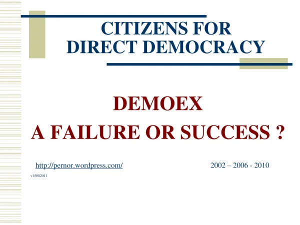CITIZENS FOR DIRECT DEMOCRACY