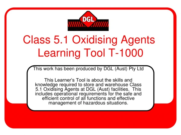 Class 5.1 Oxidising Agents Learning Tool T-1000