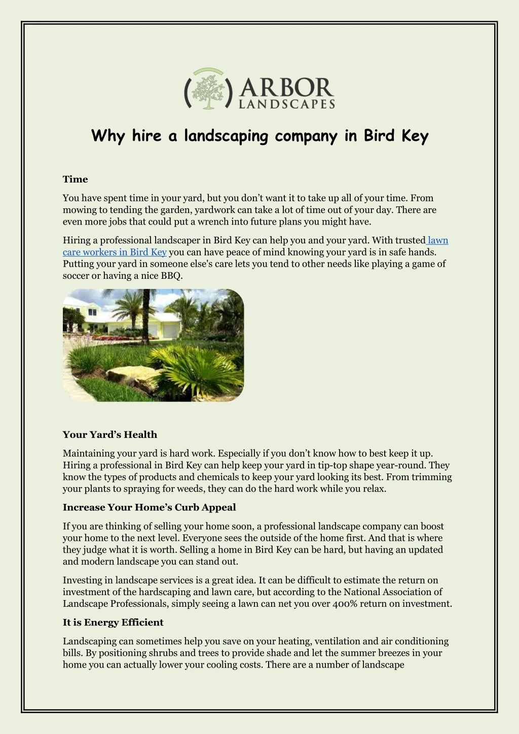 why hire a landscaping company in bird key
