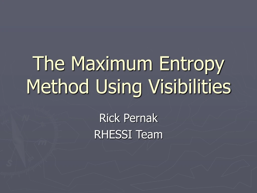 the maximum entropy method using visibilities