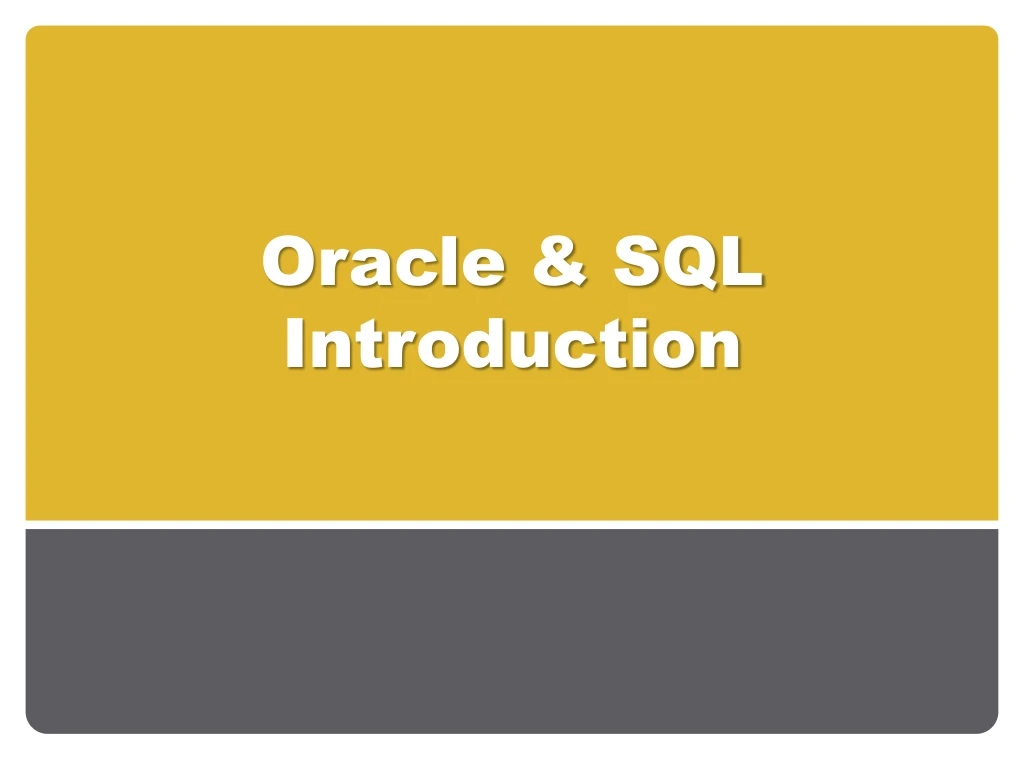 oracle sql introduction