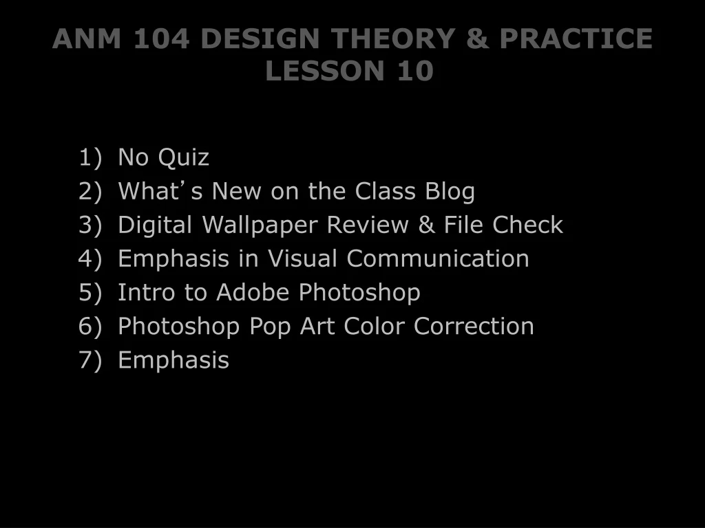 anm 104 design theory practice lesson 10