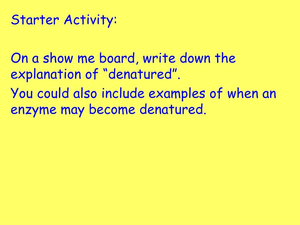 starter activity on a show me board write down