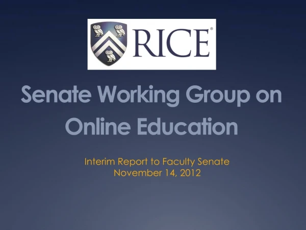 Senate Working Group on Online Education