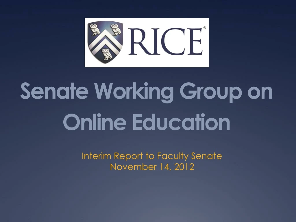 senate working group on online education