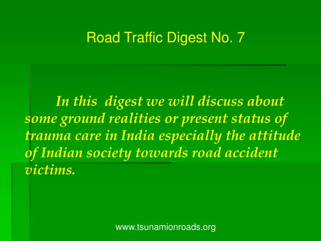 road traffic digest no 7